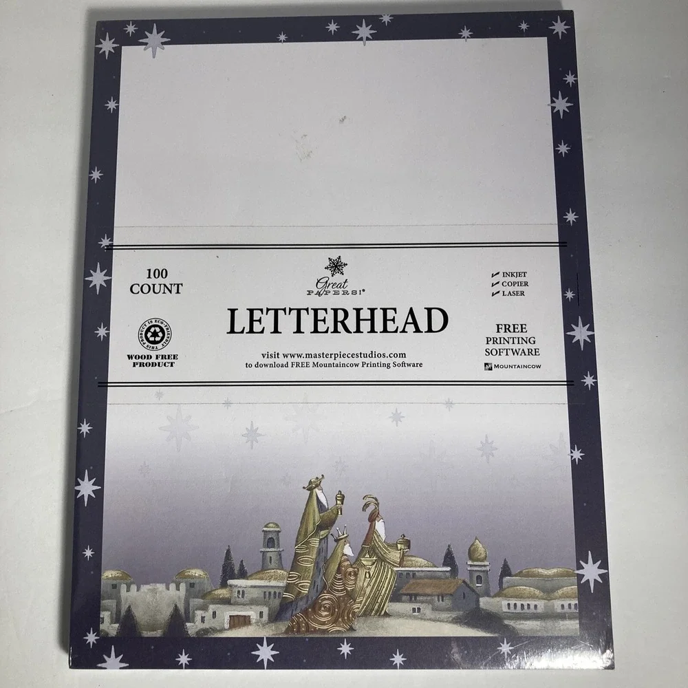 Christmas‎ Wisemen Letterhead 100 Count  Inkjet Copier Caser Printer Paper NEW